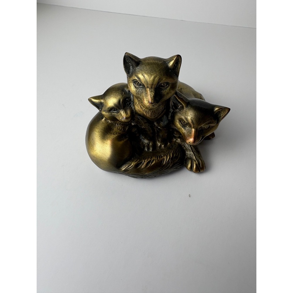 PM Craftsman Vintage Brass Three Foxes Figure Sculpture Paperweight JB 1432